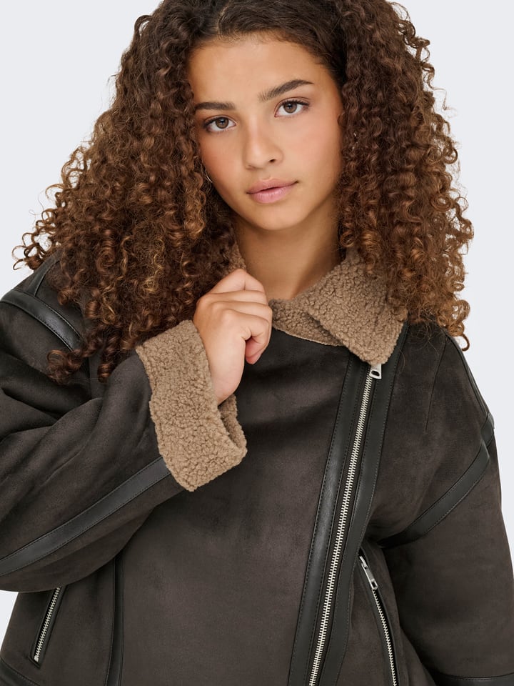 ONLY Kunstlederjacke "ONLKendra LIFE BOND OVERSIZJACKET" in Braun - XL