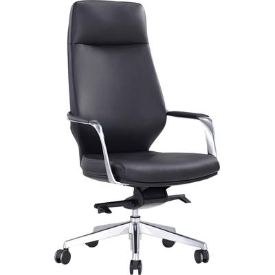 Drehstuhl SALESFEVER "mit Stil und Komfort", schwarz (schwarz, chromfarben, chromfarben, schwarz), B:63cm H:120,5cm T:66cm, Polyurethan, Stühle, Drehstuhl, Ergonomischer Bürostuhl mit pflegeleichtem Kunstlederbezug