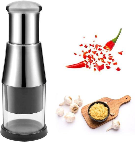 Handmatige knoflookpers van roestvrij staal 304 in zilver voor knoflook, paprika en uien