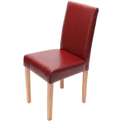 Esszimmerstuhl Littau, Küchenstuhl Stuhl, Kunstleder ~ rot, helle Beine