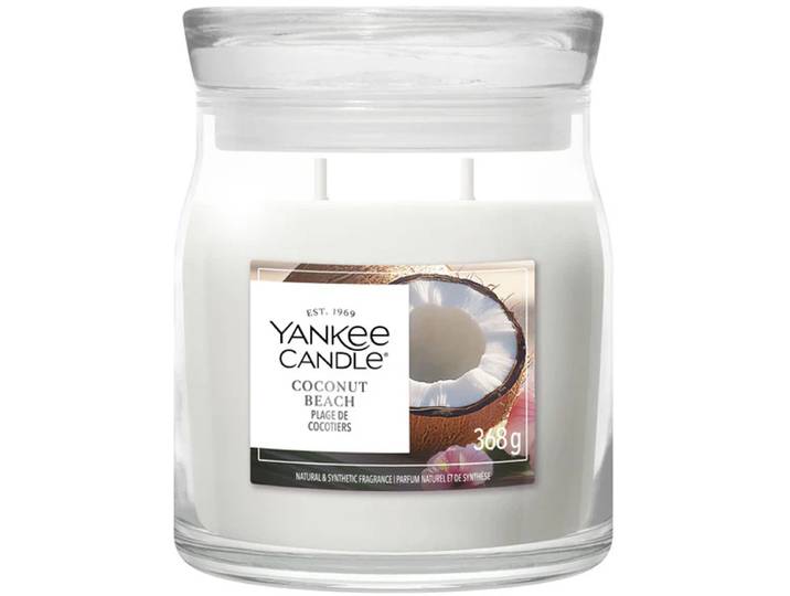 Yankee Candle - Coconut Beach Medium Geurkaars - 50 branduren - 2 lonten