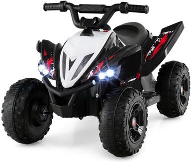 Costway 12V Kids Ride On ATV 4-Wheeler Quad with LED Lights and 7 mph Max Speed-Black