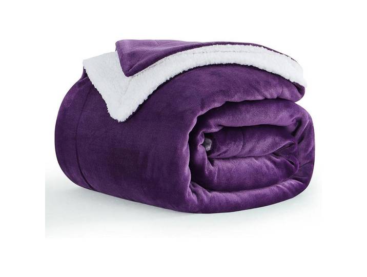 Kuscheldecke Sherpa Fleece Violett 150 x 200 cm, Lila, 150x200 cm, Heimtextilien, Wohntextilien, Decken, Kuscheldecken
