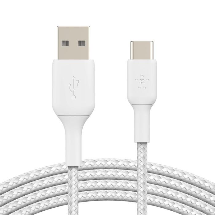 Belkin BoostCharge geflochtenes 2 m USB-C/USB-A Kabel, weiß CAB002BT2MWH