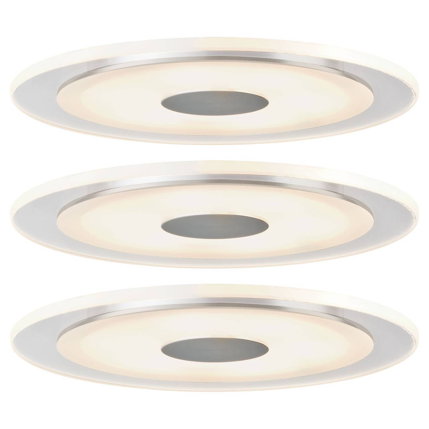 Paulmann Premium LED inbouwspotset Whirl, set van 3, wit/zilver, rond