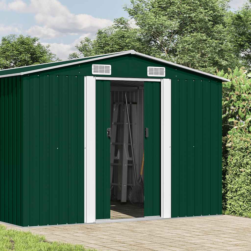 vidaXL Caseta de jardín metal verde 257x392x181 cm Verde