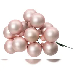 Christmas Decorations 12 Glaskugeln am Draht 2,5cm Weihnachtskugeln Spiegelbeeren zum Basteln hellrosa