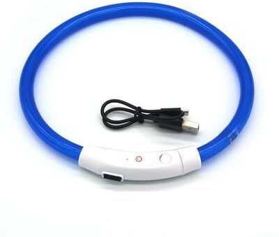 Quick Pick Pro USB Rechargeable LED Dog Collar For Night Safety Light Up Glowing Pet Collar s 40cm blue