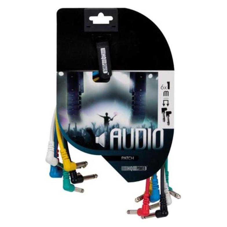 HQ Power PROFESSIONELLES PATCHKABEL 6.35mm MONO 90° AUF 6.35mm MONO 90° (6 FARBEN - 1m) (1 m) (PAC126)