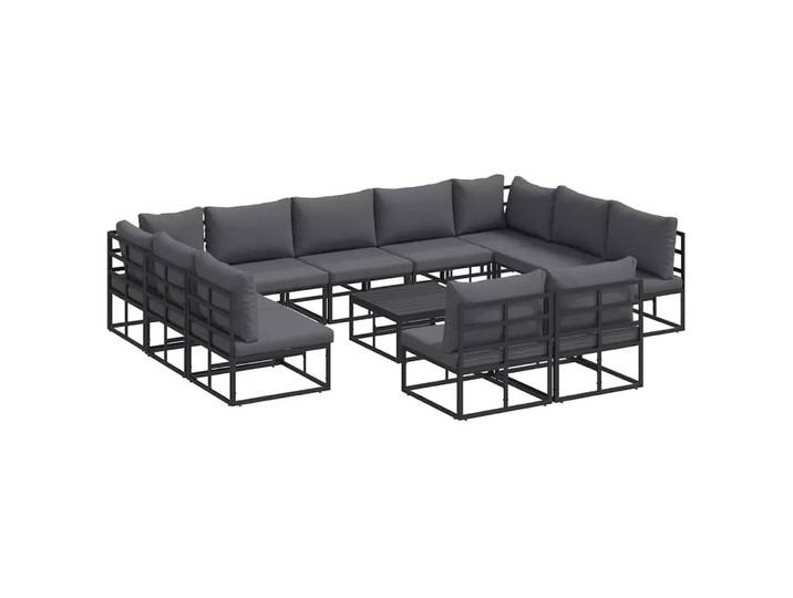 VidaXL - Gartensofa-set aluminium, One Size, Schwarz