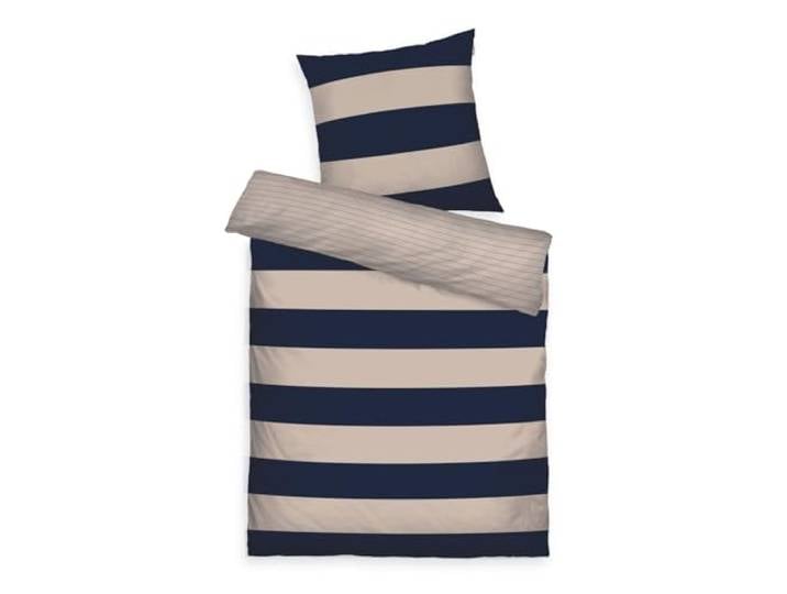 TOM TAILOR Housse de Couette\, 80x80 cm + 155x220 cm\, 100% Coton/renforcé\, avec motif réversible et zip coloré de qualité\, BOLD STRIPES Bleu\, Beige (Dark Navy & Sunny Sand)