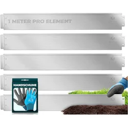 KESSER® Rasenkante Beeteinfassung Beetumrandung 5 bis 50m Beetbegrenzung Rasenbleche Mähkante Metall Palisade Inkl. Handschuhe