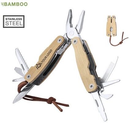 Multi-outils publicitaire Folnax bambou acier inoxydable