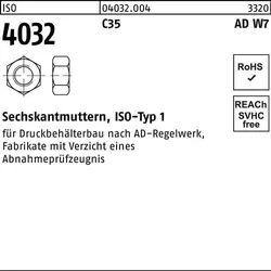 Sechskantmutter ISO 4032 M27 1.0501 (C35) AD W7 25 Stück