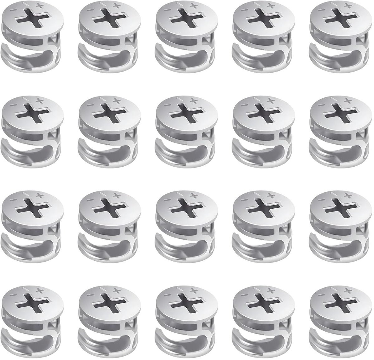 20 stuks Nokkenvergrendelingsmoeren voor meubels van zinklegering, 15 x 12 mm