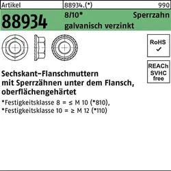 Sechskantflanschmutter R 88934 Sperrzahn M16 10 galv.verz. 50 Stück