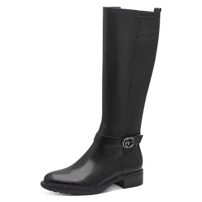 Stiefel TAMARIS, Damen, Gr. 39, wärmend, XS-Schaft, schwarz, Leder, Lederimitat, unifarben, Schuhe Stiefel, Blockabsatz, Langschaftstiefel mit XS-Schaft und Stretchfunktion, Topseller