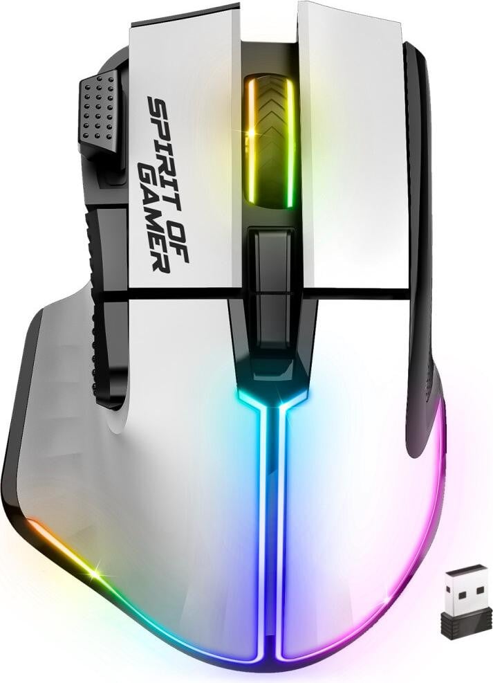 Spirit of Gamer PRO M5 ARTIC WIRELESS draadloze optische muis voor rechtshandigen, 8000 DPI, wit