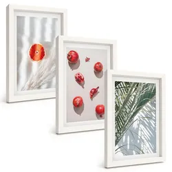 BILDER SET 3er Set - 20x30 cm Weißer Rahmen - Feiertagspalmenfrüchte