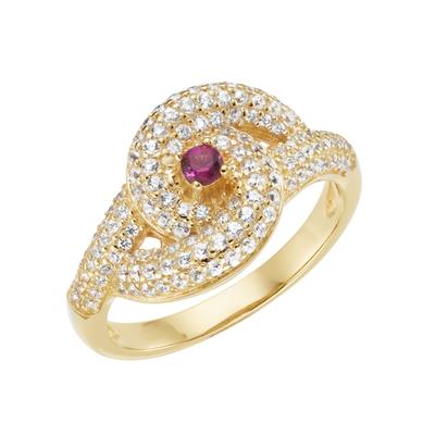 Silberring SMART JEWEL "mit Zirkonia und farbigem Zierstein, Silber 925" Gr. 56, gold (rot), Fingerringe, Damen, 56, Silber 925 (Sterlingsilber), Silberring