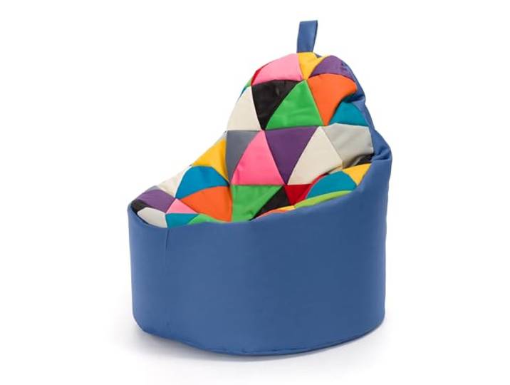 Ecopuf - Yoko Patchwork Pouf Sessel Outdoor - Sitzsack Kinderzimmer - Wasserfester Stoffsack - Entspannungssessel - Wohnungseinrichtung - Sessel Größe XL - 70x75cm, Mix/Blau