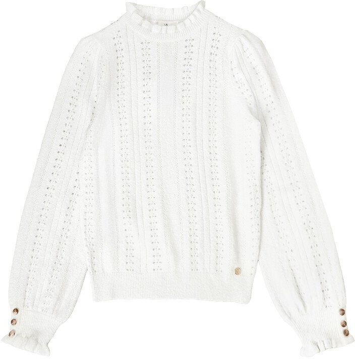 LA PETITE ETOILE Pull volanté à effet broderie anglaise, MAXINE