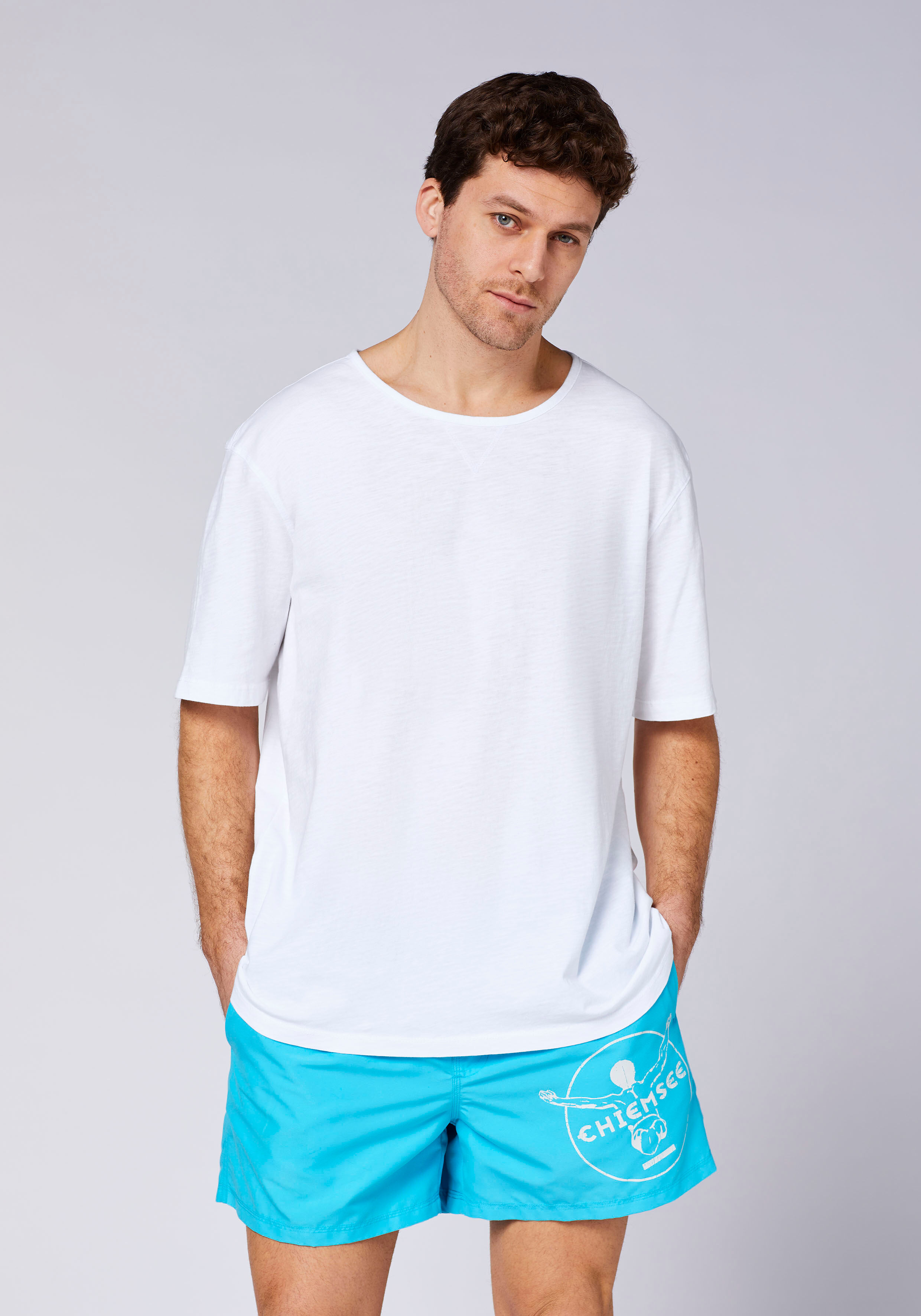 Funktionsshirt CHIEMSEE "Regular Fit", Herren, Gr. S, weiss (hellweiß), Obermaterial: 100% Baumwolle, Shirts Funktionsshirt, Halbarm-Design, aus Baumwolle, Regular Fit hellweiß S