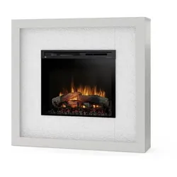 OutInFire LITOS – Freistehender elektrischer LED-Kamin, Weißer Stein / Weißer Kristall, 28"