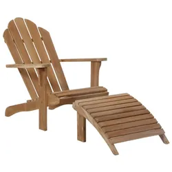 Gartenliegestuhl Margariti mit Hocker aus Teakholz, klassisch, natur, für Outdoor-Einsatz