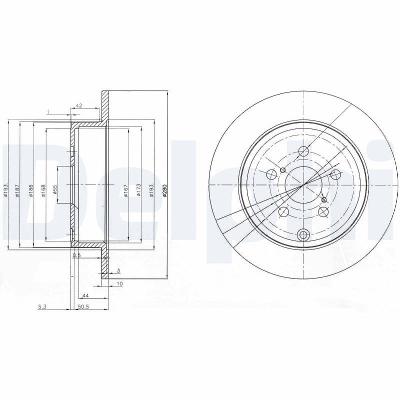 Delphi Bremsscheibe [Hersteller-Nr. BG3912] für Toyota