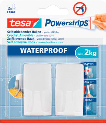 tesa Powerstrips Haken Wave, für Feuchträume, hält Gegenstände bis 2 kg, 2er-Set