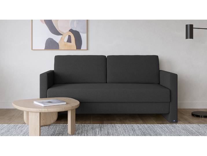 BRUNO Schlafsofa 160cm in Anthrazit Schmal stabiles Massivholz & Boxspringkomfort