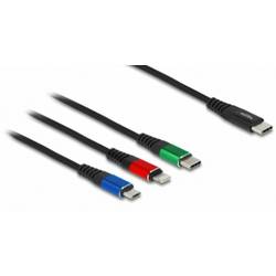 Delock USB-Kabel USB 2.0 USB-A Stecker, USB-C® Stecker, Apple Lightning Stecker, Apple Lightning Stecker 0.30 m Schwarz 87881