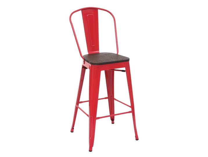 BARHOCKER INKL. HOLZ-SITZFLÄCHE Rot