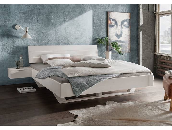 Doppelbett 'Carina' 180x200cm Kiefer weiß lasiert