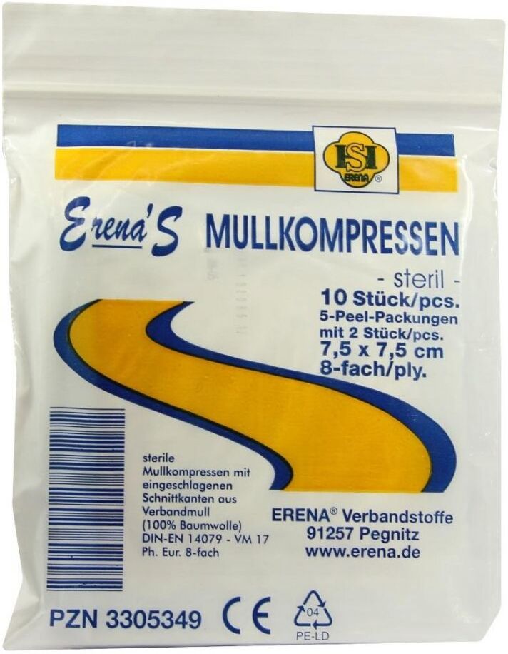 Erena Steril Mullkompr.7,5x7,5cm 8-fach