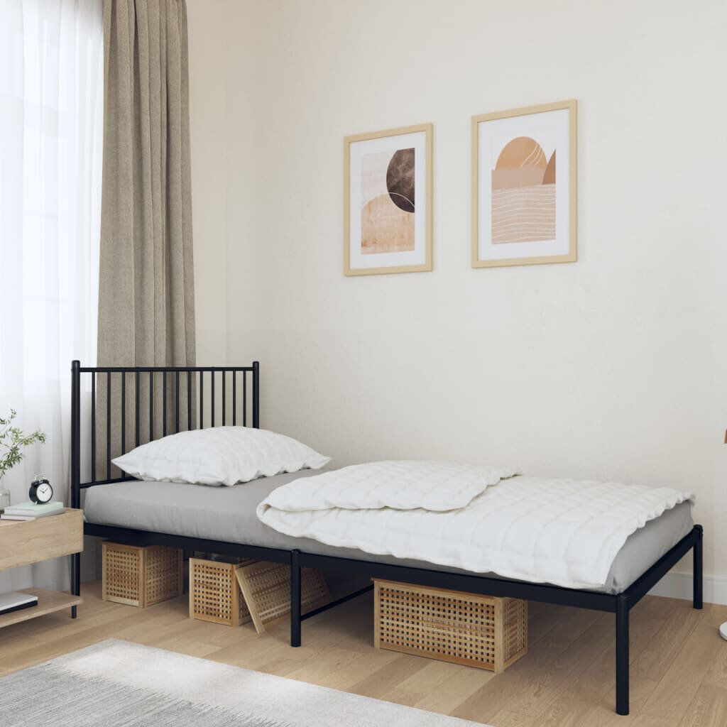 17 Stories Lidwina Bed Frame Black 100 x 190cm