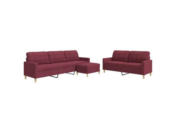 Todiikf 3-TLG. Sofagarnitur mit Fußhocker, Polstersofa Weinrot Metall Elegant dreiteilige Couchgarnitur in Weinrot für das Wohnzimmer, inklusive 2-Sitzer, 3-Sitzer und bequemer Fußablage.