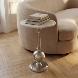 Beistelltisch 40cm Alu Metall Couchtisch Wohnzimmertisch Marmor Platte Weiß Rund