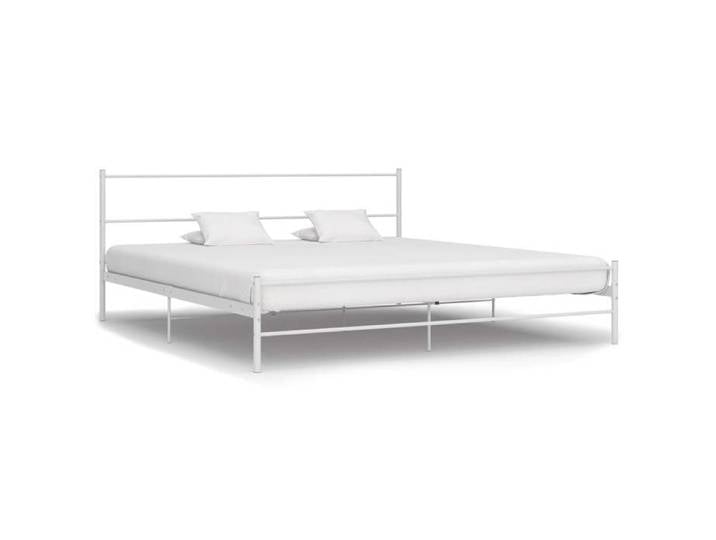 Lit adulte contemporain - Cadre de lit en métal bl Cadre de lit sans matelas et tête de lit blanc métal 160x200cm ( 9319400)
