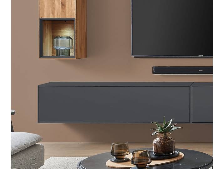 Hängeelement 140cm 'Locarno' MDF anthrazit mit Klappe