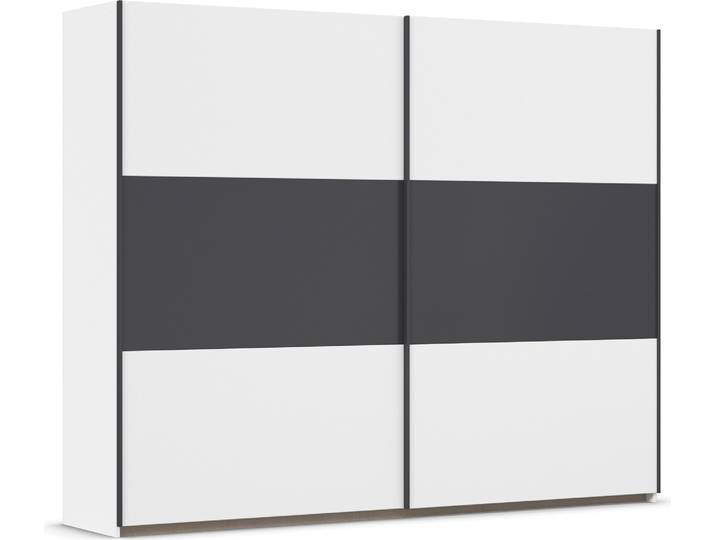 Schwebetürenschrank RAUCH Kleiderschrank Schrank Garderobe Garderobenschrank Wäscheschrank NEO , weiß (alpinweiß, graumetallic), B:261cm H:210cm T:59cm, Holzwerkstoff, Schränke, Schwebetürenschrank, mit großzügigem Stauraum und vielfältigen Farbkombinationen