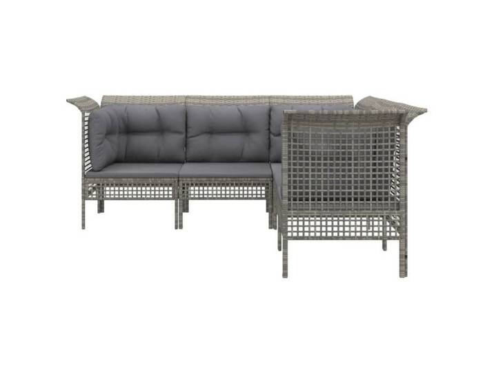 Stable&Durable - Gris - Salon de jardin - 5 pcs - avec coussins Gris Résine tressée - Mobilier de terrasse HS202459149