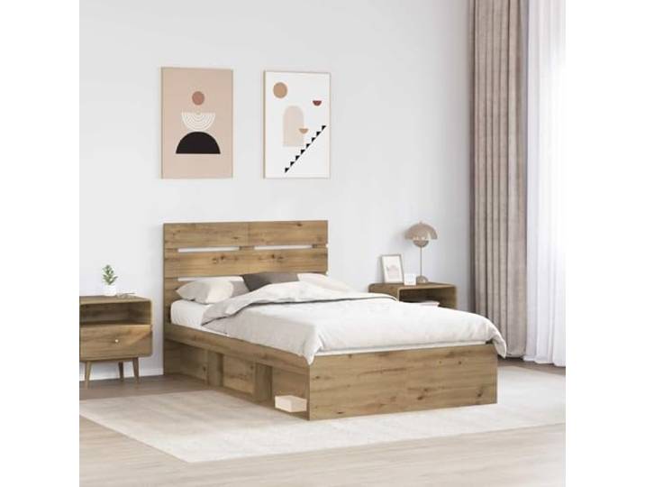 KTHLBRH Bettgestell Eiche Handwerk 120 x 200 cm Modernes Design, klare Linien, robuster Rahmen, einfache Montage