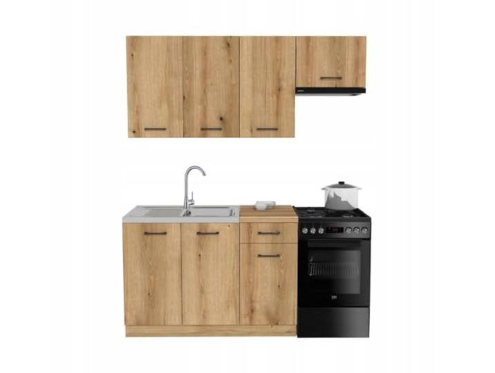 Laclar Küchenzeile 170 cm - 3 Oberschränke und 2 Unterschränke mit Soft-Close-System - inklusive Montagezubehör - ohne Spülbecken Geräte - Capri Evoke Oak - Küchenarbeitsplatte Evoke Oak