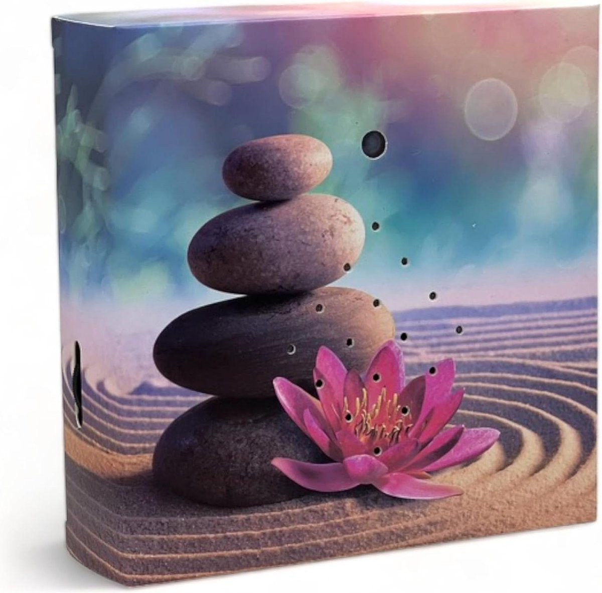 Soundbox meditatiegeluiden ontspannende luidspreker met bewegingsmelder en aan-uitschakelaar, geel en groen, 12 x 12 cm