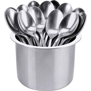 Contacto Besteckhalter 286/080 für Kaffelöffel, Edelstahl, Ø 12 x 8 cm, silber, mit 1 Fach