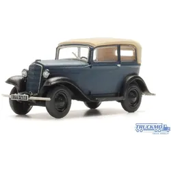 Artitec Fertigmodell Opel P4 Dach geschlossen blau 316.137
