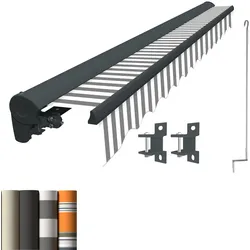 Kassettenmarkise Standard Basaltgrau, Markisenbreite: 2.95 m x 2.5 m, Markisentuchfarbe: Sommerbrise