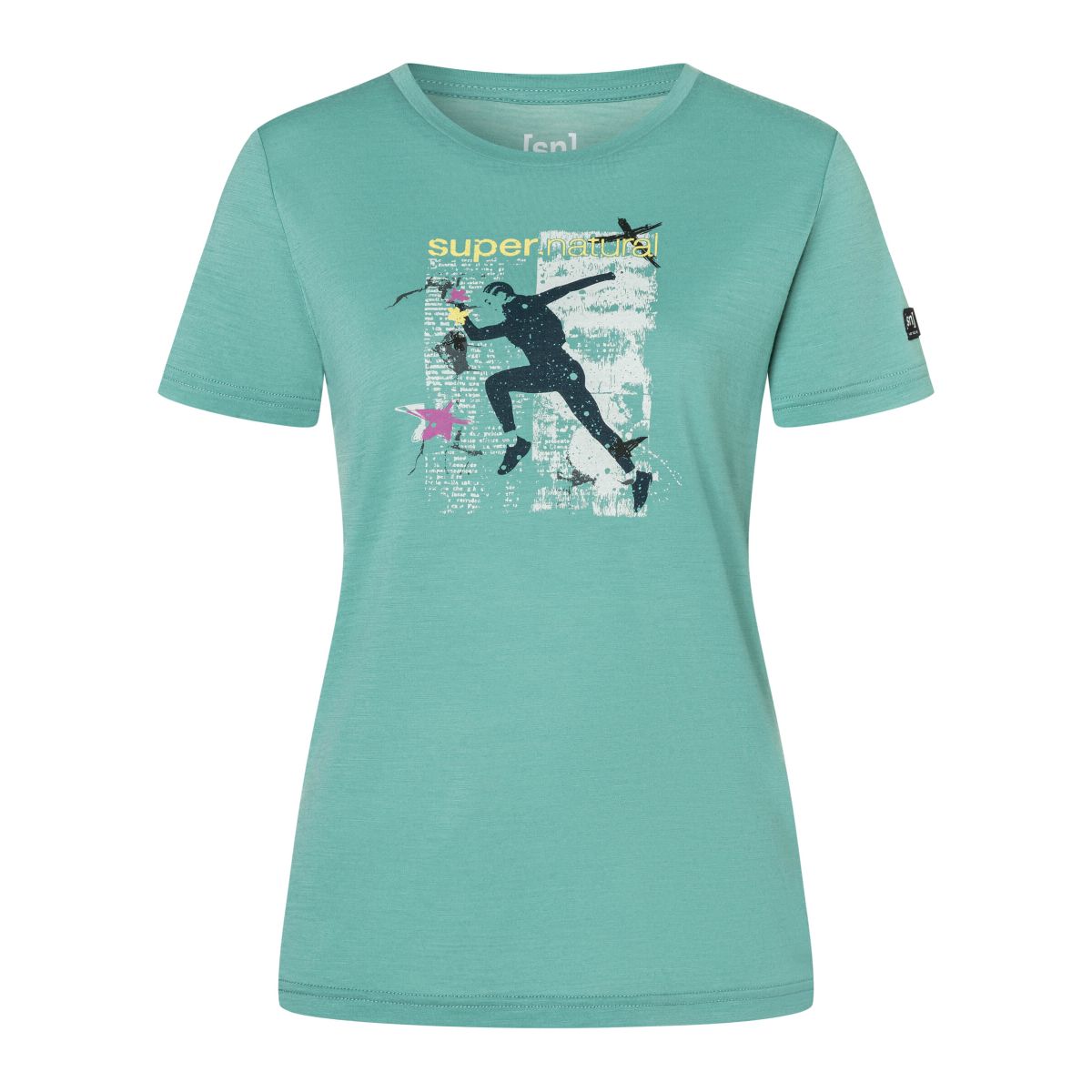 Super.Natural W Running ART Tee lagoon green/various (92H) XL SNWP0323392HXL
